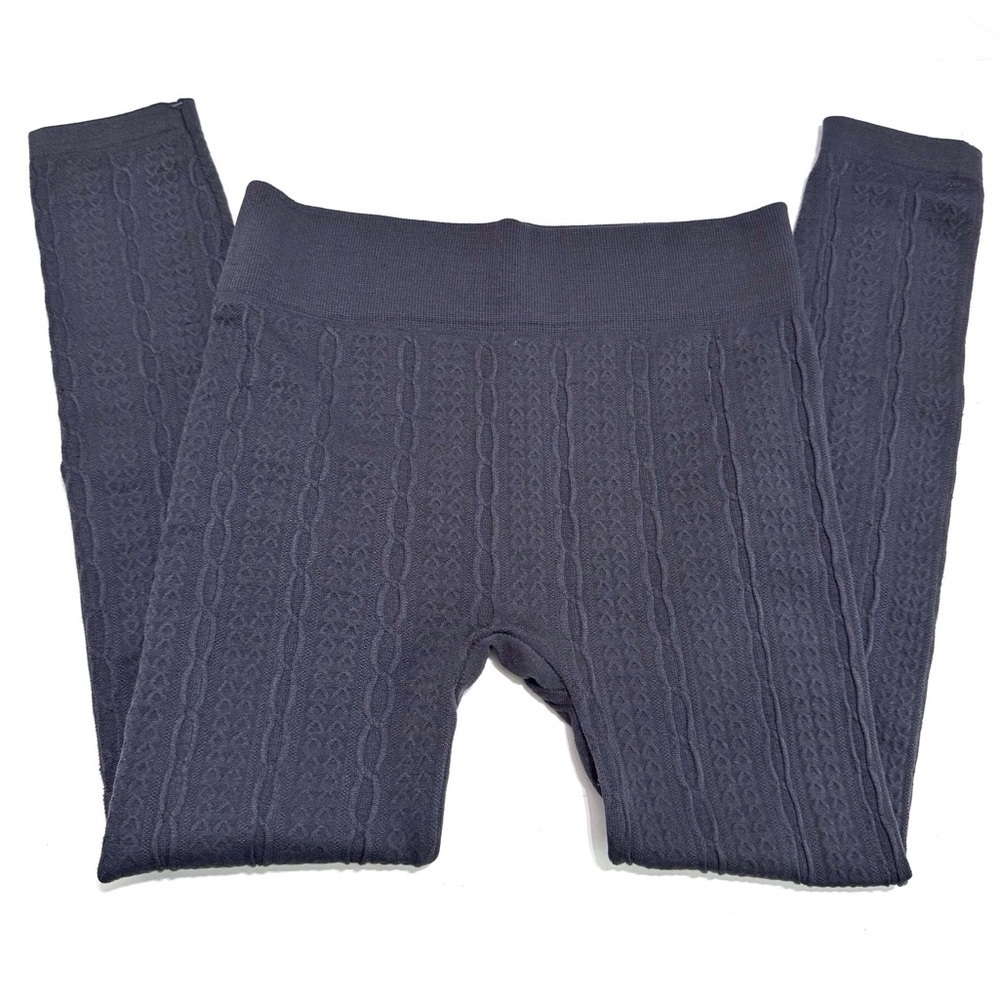 Shosho Fleece Lined Leggings in Dark Gray Size Small Medium Knit-Effect